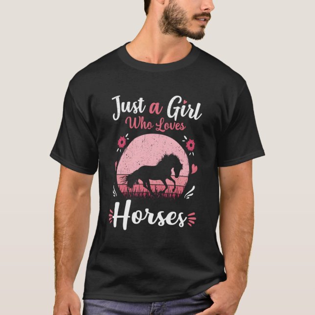 Bara en som älskar hästar Häst K T Shirt (Framsida)