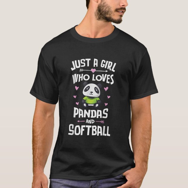 Bara en som älskar pandas och softboll t shirt (Framsida)