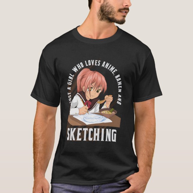 Bara en som Kärlek Anime Ra och sketching Kawaii A T Shirt (Framsida)