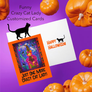 Bara en till Crazy Cat Dam Witch Halloween Helgkort