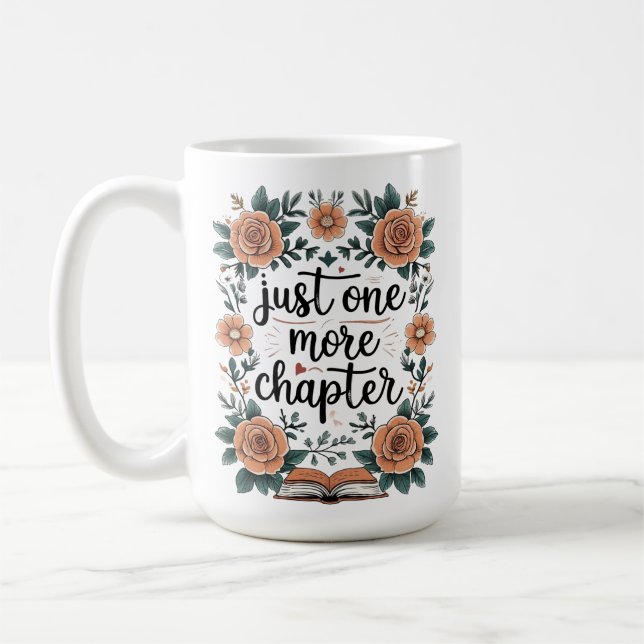 Bara en till kapitel – Blommig bokälskare Kaffemugg (Vänster)