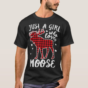 Bara en tjej som älskar älgbuffelplaid jul t shirt