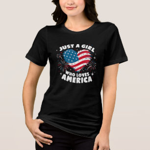 Bara en tjej som älskar Amerika Patriotisk 4:e jul T Shirt