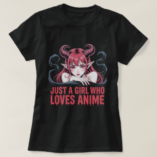 Bara En Tjej Som älskar Anime Demon Girl T-Shirt, T Shirt