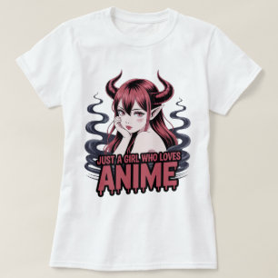 Bara En Tjej Som älskar Anime Demon Girl T-Shirt, T Shirt