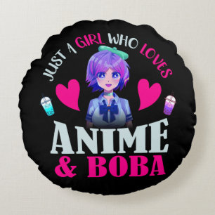 Bara en tjej som älskar anime och Boba Rund Kudde