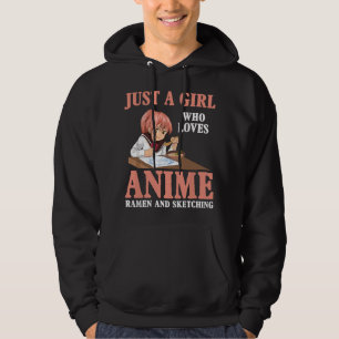 Bara en tjej som älskar anime-ramen och skissar Ma Hoodie