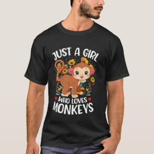 Bara en tjej som älskar apor estetiskt blommönster t shirt