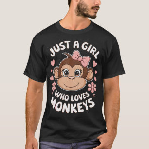 Bara en tjej som älskar apor Söt aphjärta De T Shirt