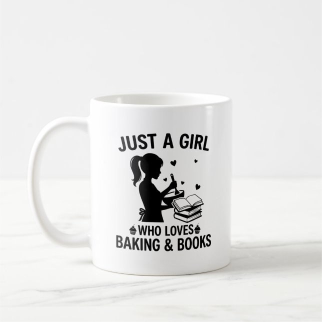 Bara en tjej som älskar bakning och böcker, bokäls kaffemugg (Vänster)