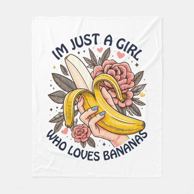 Bara en tjej som älskar bananer  fleecefilt (Framsidan)