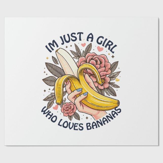 Bara en tjej som älskar bananer  presentpapper (Platt)