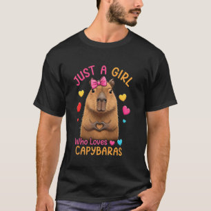 Bara en tjej som älskar Capybaras Hjärttecken Va T Shirt