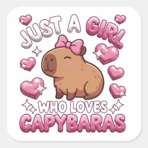 Bara en tjej som älskar capybaror fyrkantigt klistermärke