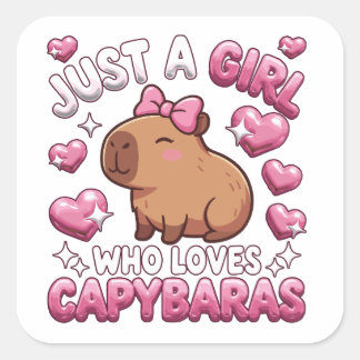 Bara en tjej som älskar capybaror fyrkantigt klistermärke