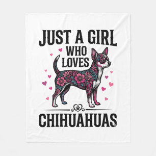 Bara en tjej som älskar chihuahua vintage hund des fleecefilt