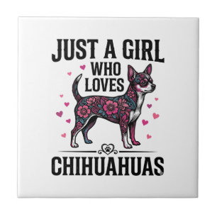 Bara en tjej som älskar chihuahua vintage hund des kakelplatta