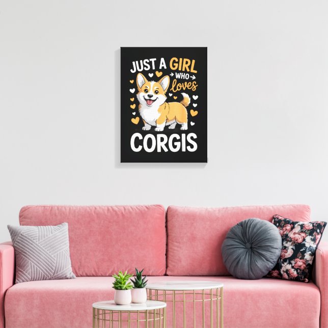 Bara en tjej som älskar Corgis Canvastryck (Insitu (Vardagsrum))