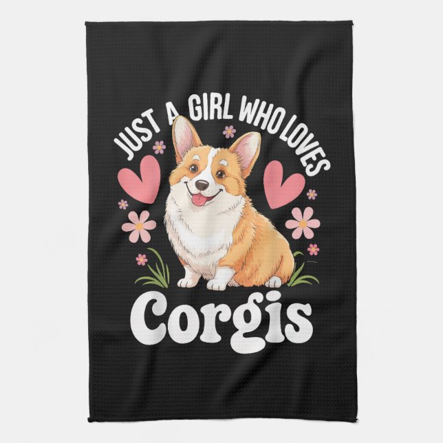 Bara en tjej som älskar Corgis Kökshandduk (Vertikal)