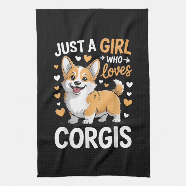 Bara en tjej som älskar Corgis Kökshandduk (Vertikal)