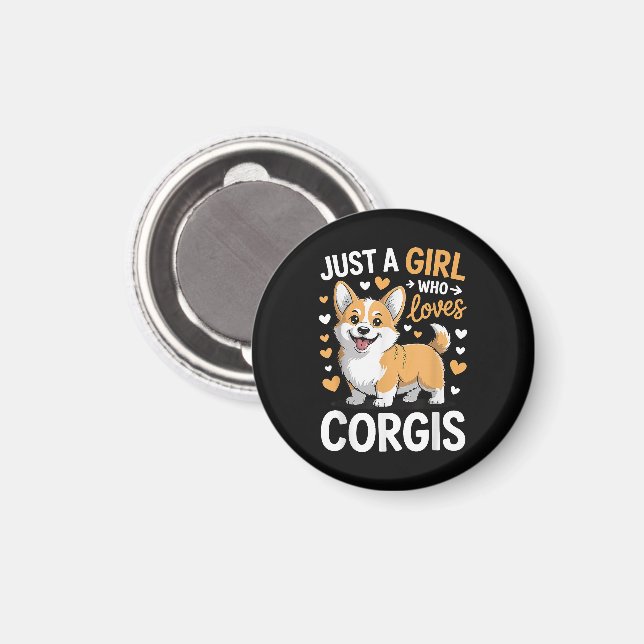 Bara en tjej som älskar Corgis Magnet (Front/Back)