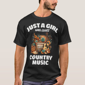 Bara en tjej som älskar countrymusik Musikkärlek T Shirt