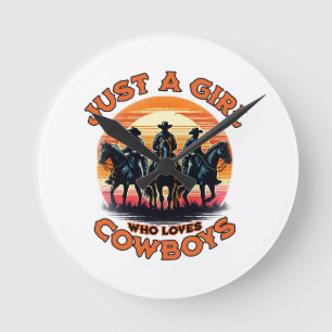 Bara en tjej som älskar cowboys rund klocka