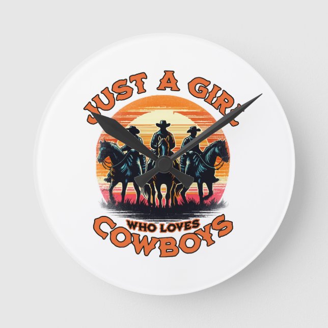 Bara en tjej som älskar cowboys rund klocka (Framsida)