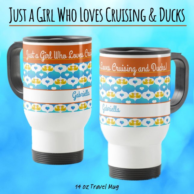 Bara en tjej som älskar cruising & ankor–Anpassat  Resemugg (Just a Girl Who Loves Cruising and Ducks–Personalize this Travel Mug with Your Name.)