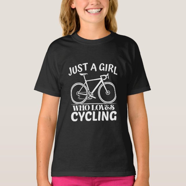 bara en tjej som älskar cykling t shirt (Framsida)