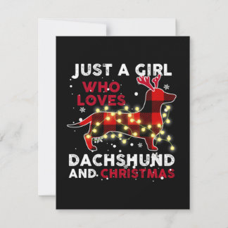 Bara en tjej som älskar Dachshund och jul Anteckningskort