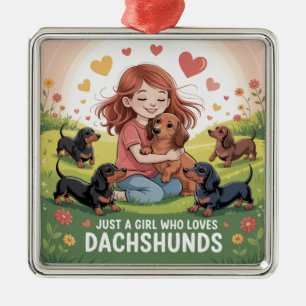 Bara en tjej som älskar Dachshundar Julgransprydnad Metall