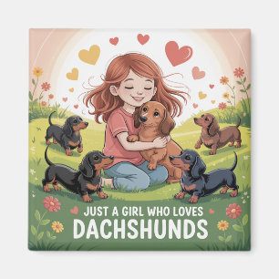 Bara en tjej som älskar dachshundar magnet