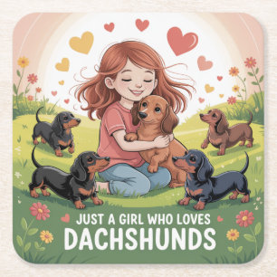 Bara en tjej som älskar Dachshundar Underlägg Papper Kvadrat
