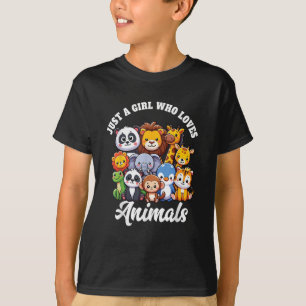 Bara en tjej som älskar djur Vilda söta djur Zoo d T Shirt