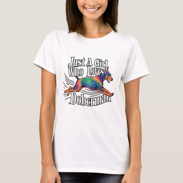 Bara en tjej som älskar Dobermann T Shirt (Framsida)