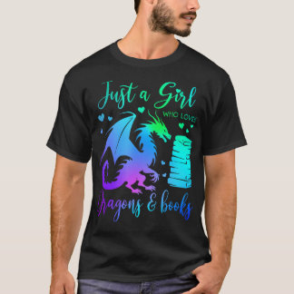 Bara En Tjej Som älskar Drakar Och Böcker Drak Läs T Shirt