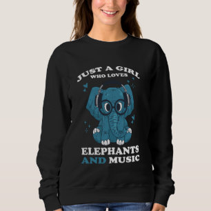 Bara en tjej som älskar elefanter och musik t shirt