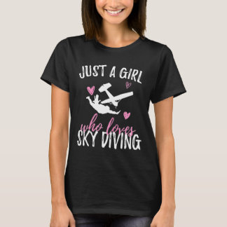 Bara en tjej som älskar fallskärmshoppning flygpla t shirt