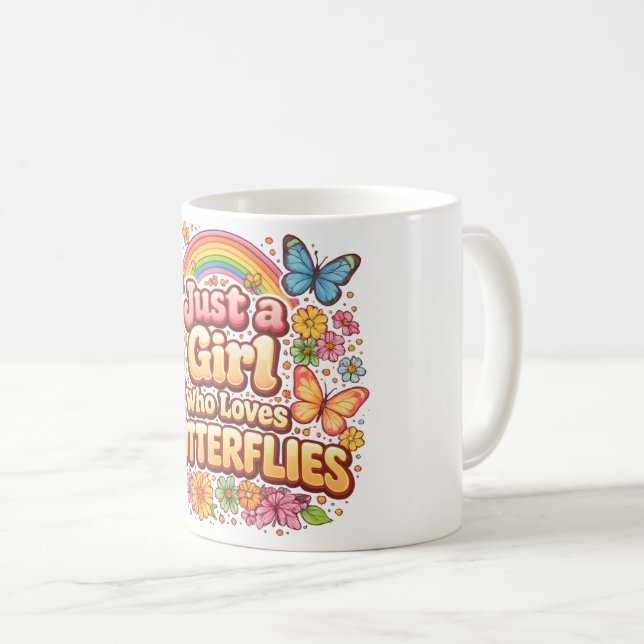 Bara en tjej som älskar fjärilar – Söt blomma Kaffemugg (Framsida höger)