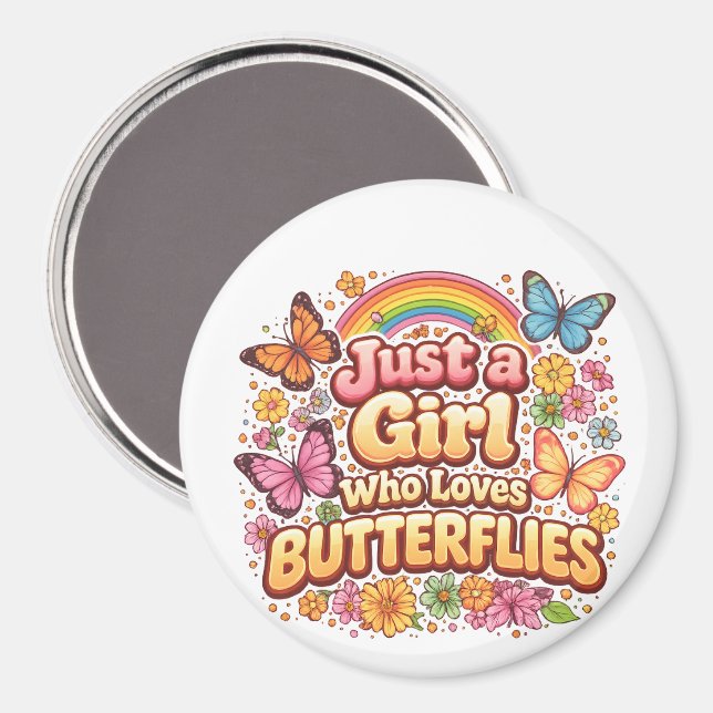 Bara en tjej som älskar fjärilar – Söt blomma Magnet (Front/Back)