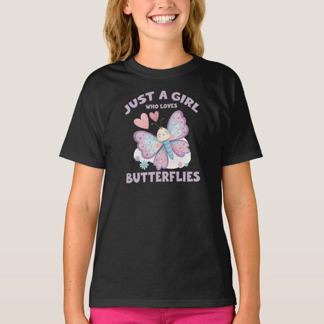 Bara en tjej som älskar fjärilar t shirt (Framsida)