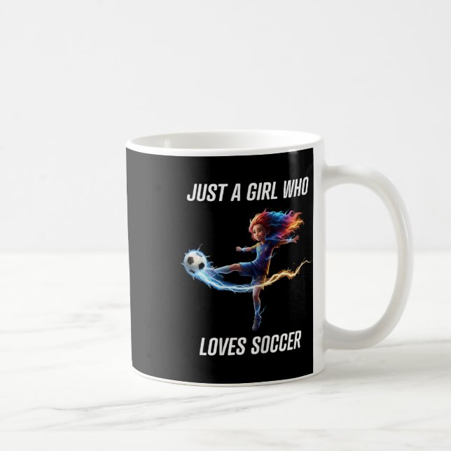 Bara En Tjej Som Älskar Fotbollströja För Kid Ungd Kaffemugg (Höger)
