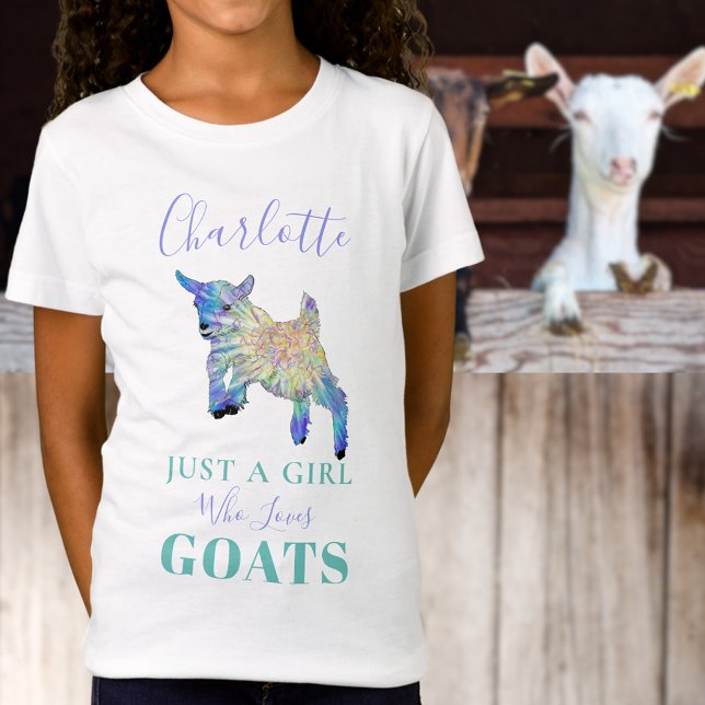 Bara en tjej som älskar getter Personlig T Shirt (Just a girl who loves goats custom name T-shirt with cute baby goat illustration )