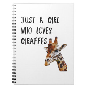 Bara en tjej som älskar giraffer söt djur giraff anteckningsbok