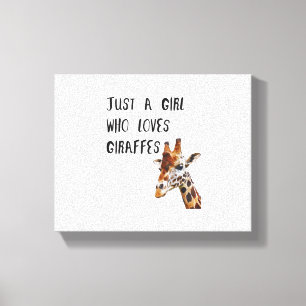 Bara en tjej som älskar giraffer söt djur giraff canvastryck