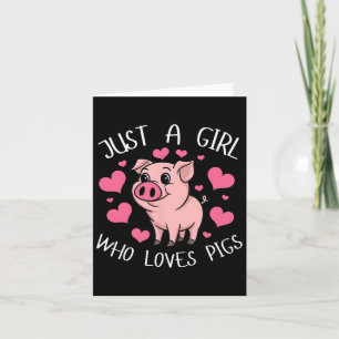 Bara en tjej som älskar grisar Rosa hjärta Kids Fl Kort