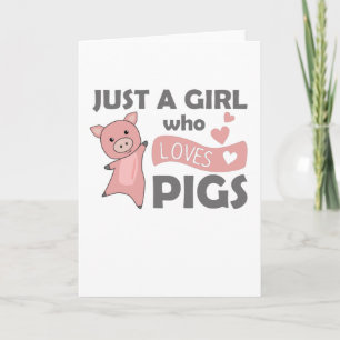 Bara en tjej som älskar grisar rosa hjärtan smågri kort