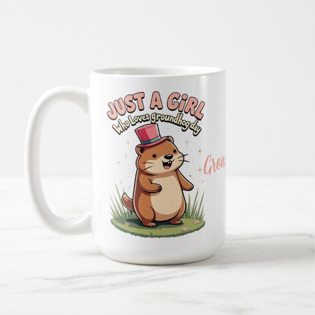 Bara en tjej som älskar Groundhog Day Kaffemugg (Vänster)