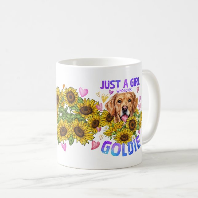 Bara en tjej som älskar gulliga Golden Retriever-v Kaffemugg (Framsida höger)